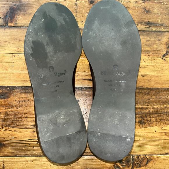 Etienne Aigner Gotham Brown Embossed Penny Loafer Womens Shoes Flats Tassel 8.5M - Picture 13 of 14